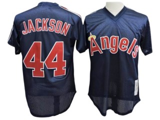 Los Angeles Angels #44 Reggie Jackson Navy Cooperstown Mesh Batting Practice Jersey