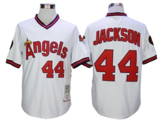 Los Angeles Angels #44 Reggie Jackson White 1982 Throwback Jersey