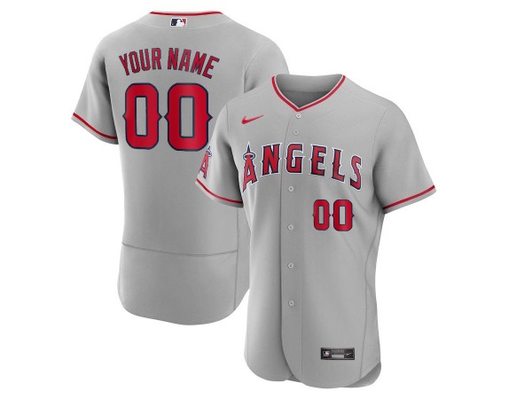Custom Los Angeles Angels Flex Base Jersey - White/Gray/Red 