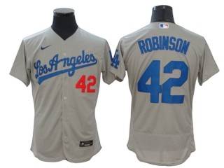 Los Angeles Dodgers #42 Jackie Robinson Gray Road Flex Base Jersey