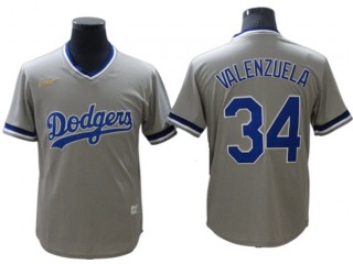 Los Angeles Dodgers #34 Fernando Valenzuela Gray Cooperstown Collection Jersey