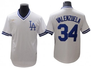 Los Angeles Dodgers #34 Fernando Valenzuela White Cooperstown Collection Jersey
