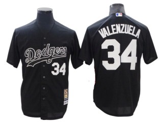 Los Angeles Dodgers #34 Fernando Valenzuela Black Cooperstown Collection Throwback Jersey