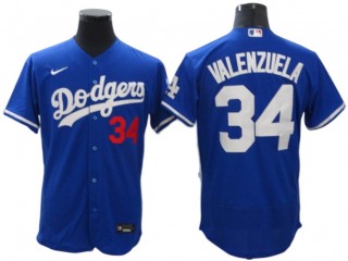 Los Angeles Dodgers #34 Fernando Valenzuela Royal Alternate Flex Base Jersey