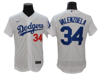 Los Angeles Dodgers #34 Fernando Valenzuela White Home Flex Base Jersey