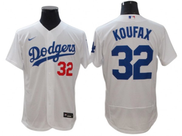 Los Angeles Dodgers #32 Sandy Koufax White Home Flex Base Jersey