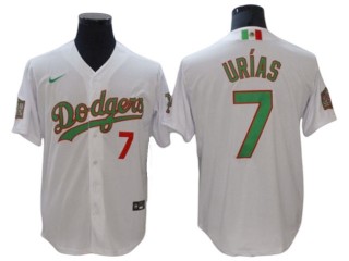 Los Angeles Dodgers #7 Julio Urias Mexico Flag Themed World Series Jersey - White/Black