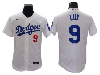 Los Angeles Dodgers #9 Gavin Lux White Home Flex Base Jersey