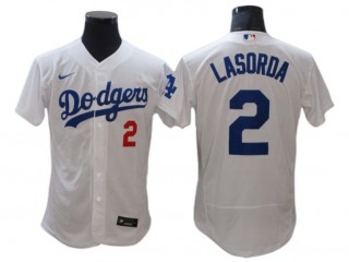 Los Angeles Dodgers #2 Tommy Lasorda White Home Flex Base Jersey