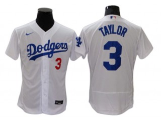 Los Angeles Dodgers #3 Chris Taylor White Home Flex Base Jersey