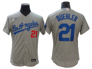 Los Angeles Dodgers #21 Walker Buehler Gray Road Flex Base Jersey