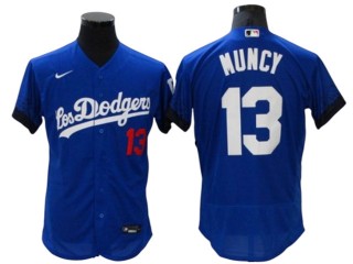 Los Angeles Dodgers #13 Max Muncy City Connect Flex Base Jersey - Royal/White