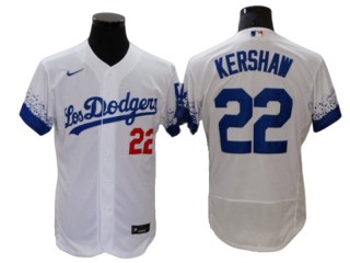 Los Angeles Dodgers #22 Clayton Kershaw City Connect Flex Base Jersey -  Royal/White 