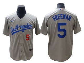Los Angeles Dodgers #5 Freddie Freeman Gray Road Cool Base Jersey