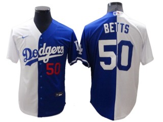 Los Angeles Dodgers #50 Mookie Betts Royal/White Split Jersey