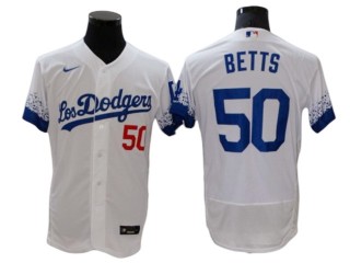 Los Angeles Dodgers #50 Mookie Betts City Connect Flex Base Jersey - Royal/White