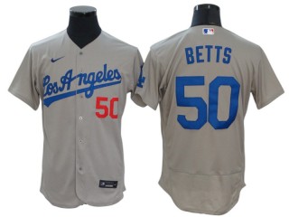 Los Angeles Dodgers #50 Mookie Betts Gray Road Flex Base Jersey
