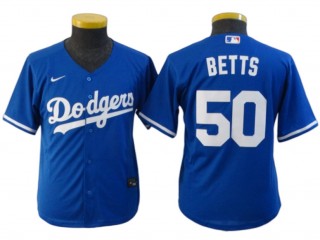Youth LA Dodgers #50 Mookie Betts Cool Base Jersey - Royal/White/Gray
