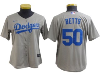 Women's LA Dodgers #50 Mookie Betts Cool Base Jersey - Royal/White/Gray