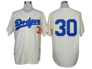 Los Angeles Dodgers #30 Maury Wills Cream 1963 Throwback Jersey
