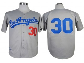 Los Angeles Dodgers #30 Maury Wills Gray 1963 Throwback Jersey