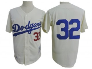 Los Angeles Dodgers #32 Sandy Koufax Cream 1958 Throwback Jersey