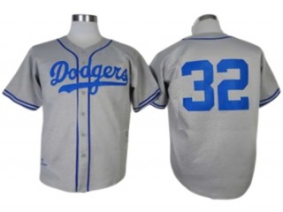 Los Angeles Dodgers #32 Sandy Koufax Gray 1958 Throwback Jersey