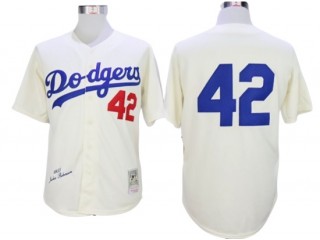 Los Angeles Dodgers #42 Jackie Robinson Cream 1955 Throwback Jersey