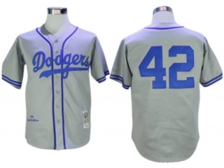 Los Angeles Dodgers #42 Jackie Robinson Gray 1955 Throwback Jersey