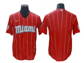 Miami Marlins Blank Red City Connect Cool Base Jersey