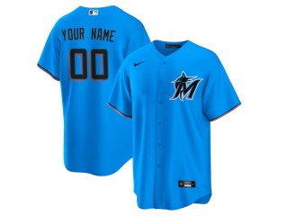 Custom Miami Marlins Cool Base Jersey - Light Blue/White/Black/Red