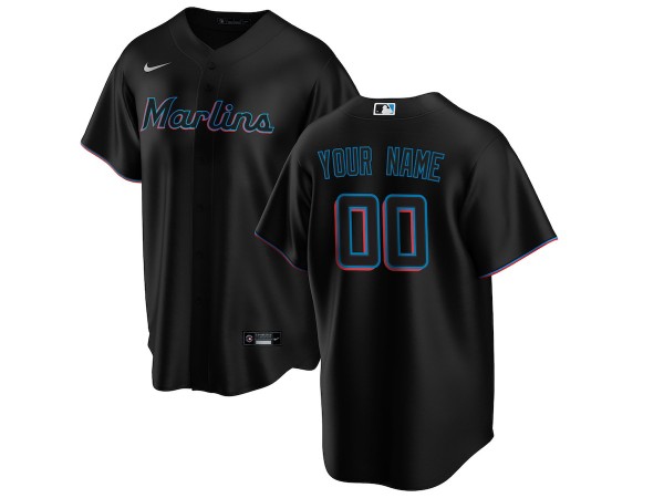 Custom Miami Marlins Cool Base Jersey - Light Blue/White/Black/Red