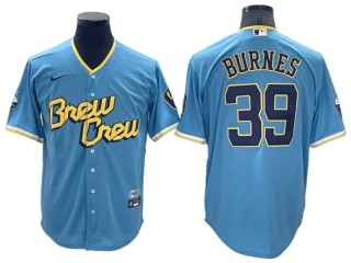 Milwaukee Brewers #39 Corbin Burnes Powder Blue 2022 City Connect Cool Base Jersey