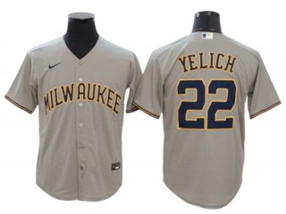Milwaukee Brewers #22 Christian Yelich Gray Road Cool Base Jersey