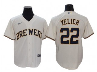Milwaukee Brewers #22 Christian Yelich Cream Home Cool Base Jersey