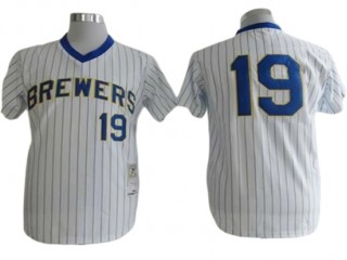 Milwaukee Brewers #19 Robin Yount White Pinstripe 1982 Throwback Jersey