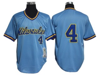 Milwaukee Brewers #4 Paul Molitor Light Blue 1982 Throwback Jersey