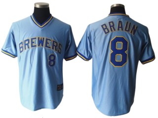 Milwaukee Brewers #8 Ryan Braun Light Blue Cooperstown Collection Jersey