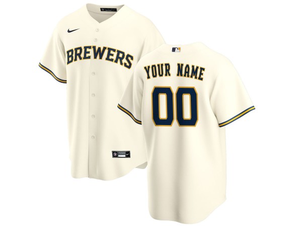 Custom Milwaukee Brewers Cool Base Jersey - Cream/White/Gray/Navy 