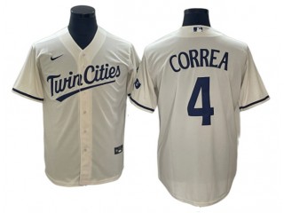 Minnesota Twins #4 Carlos Correa Cream Alternate 2023 Cool Base Jersey