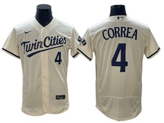 Minnesota Twins #4 Carlos Correa Cream Alternate 2023 Flex Base Jersey