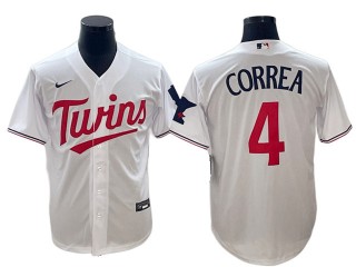 Minnesota Twins #4 Carlos Correa White Home 2023 Cool Base Jersey