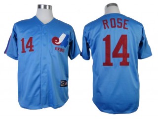 Montreal Expos #14 Pete Rose Blue Throwback Jersey