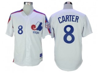 Montreal Expos #8 Gary Carter White Throwback Jersey