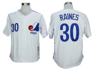 Montreal Expos #30 Tim Raines White Throwback Jersey