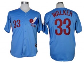Montreal Expos #33 Larry Walker Blue Throwback Jersey