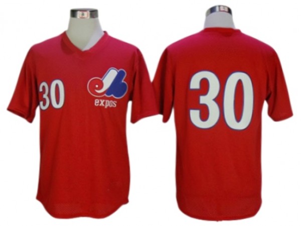 Montreal Expos #30 Tim Raines Red 1989 Mesh BP Throwback Jersey
