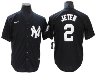New York Yankees #2 Derek Jeter Black Fashion Cool Base Jersey