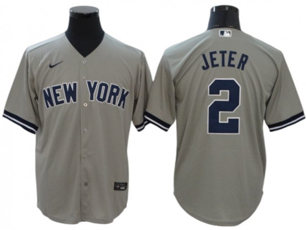 New York Yankees #2 Derek Jeter Gray Cool Base Player Name Jersey