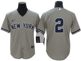 New York Yankees #2 Derek Jeter Gray Road Cool Base Jersey